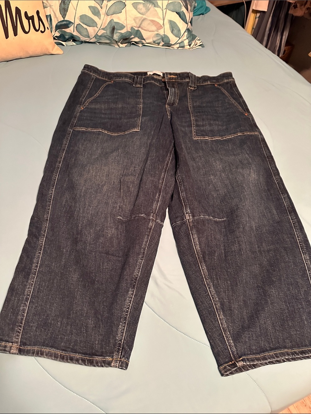 Lane Bryant Dark Blue Cropped Wide-Leg Jeans